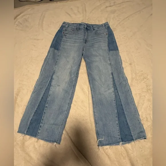 American Eagle Outfitters Blue Two-Tone Baggy Jeans - Picture 1 of 5